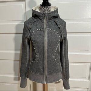 Lululemon Scuba Hoodie *Detachable Sleeves 6 Heathered Speckled Black Sherpa